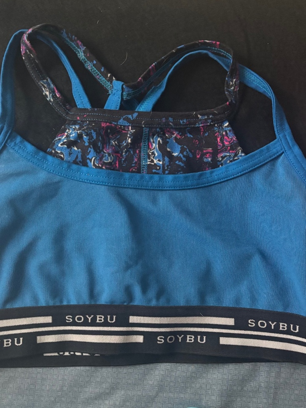 Soybu deep blue sports bra wirefree athleticwear wireless support comfy